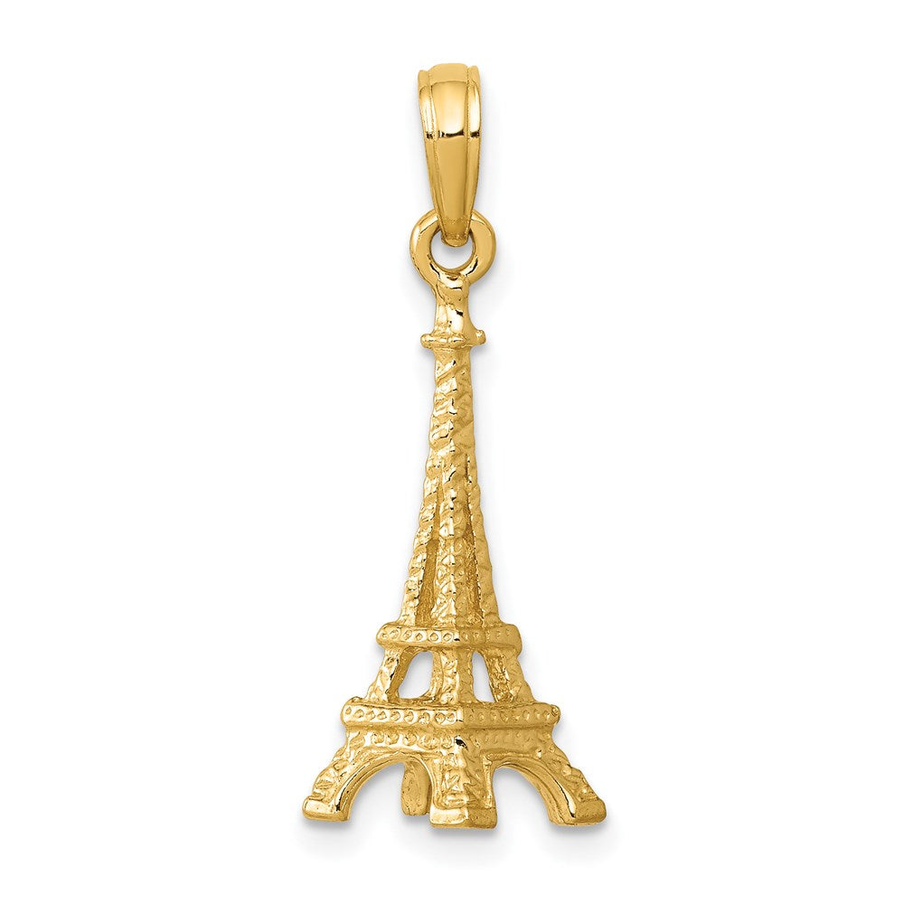 14k Yellow Gold Small 3D Eiffel Tower Pendant, Item P9964 by The Black Bow Jewelry Co.
