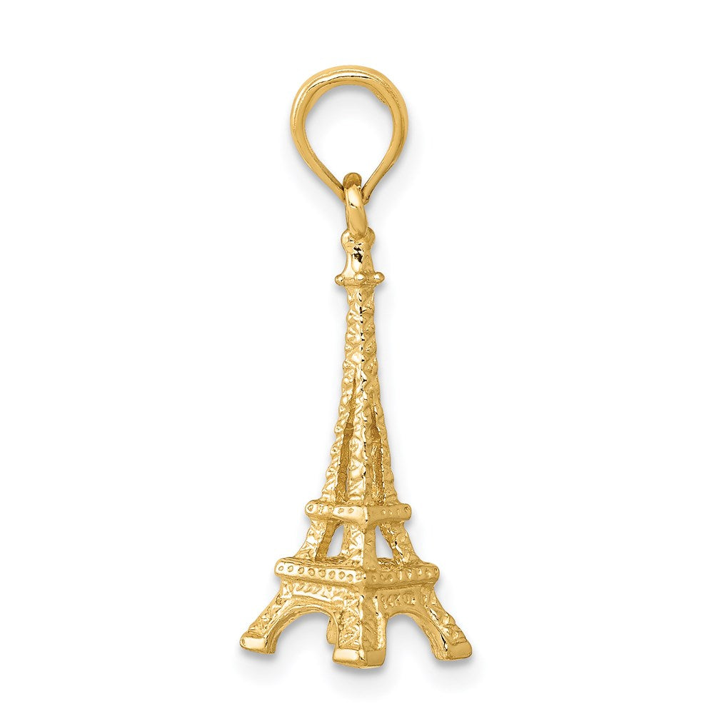 Alternate view of the 14k Yellow Gold Small 3D Eiffel Tower Pendant by The Black Bow Jewelry Co.