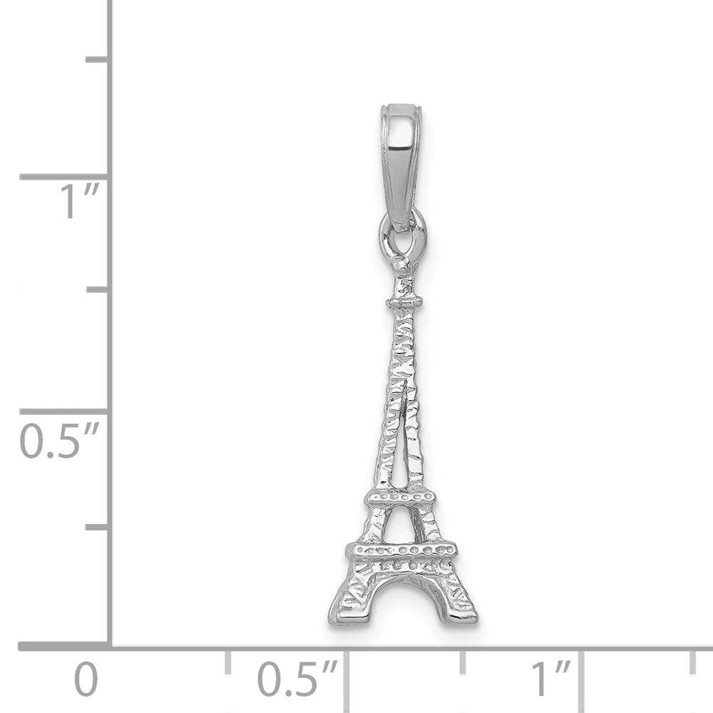 Alternate view of the 14k White Gold Small 3D Eiffel Tower Pendant by The Black Bow Jewelry Co.