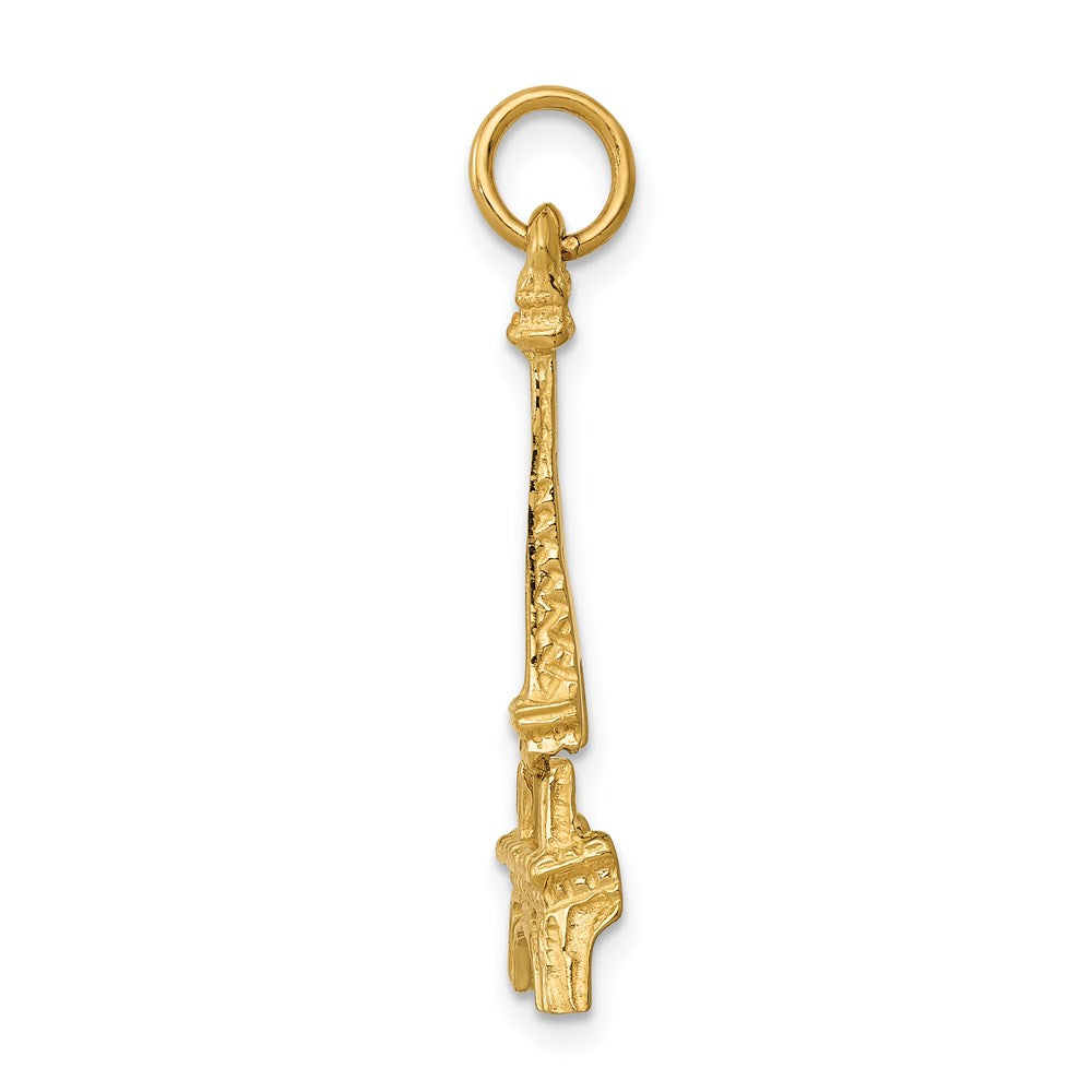 Alternate view of the 14k Yellow Gold Eiffel Tower Charm Pendant by The Black Bow Jewelry Co.
