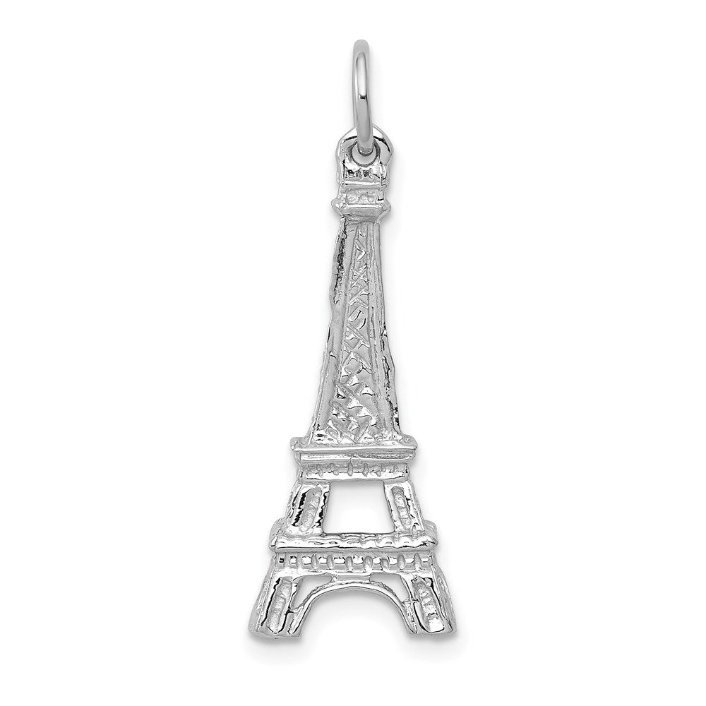 14k White Gold Eiffel Tower Charm, Item P9967 by The Black Bow Jewelry Co.
