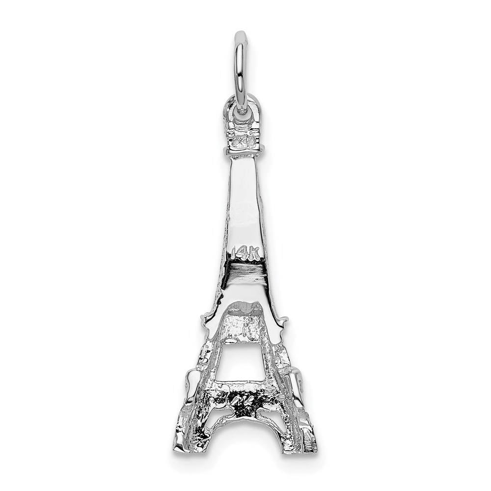 Alternate view of the 14k White Gold Eiffel Tower Charm by The Black Bow Jewelry Co.