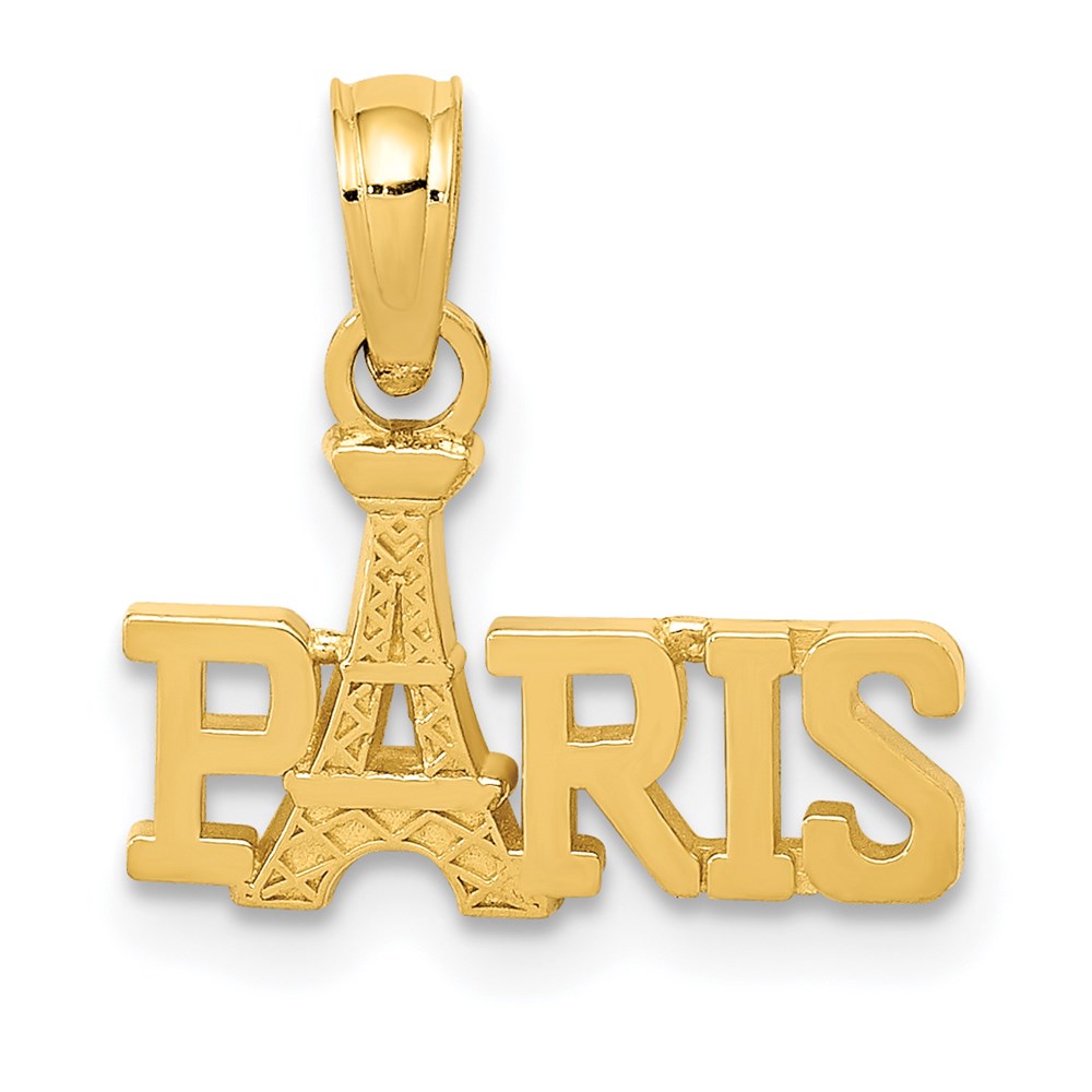 14k Yellow Gold Paris Eiffel Tower Pendant, Item P9968 by The Black Bow Jewelry Co.