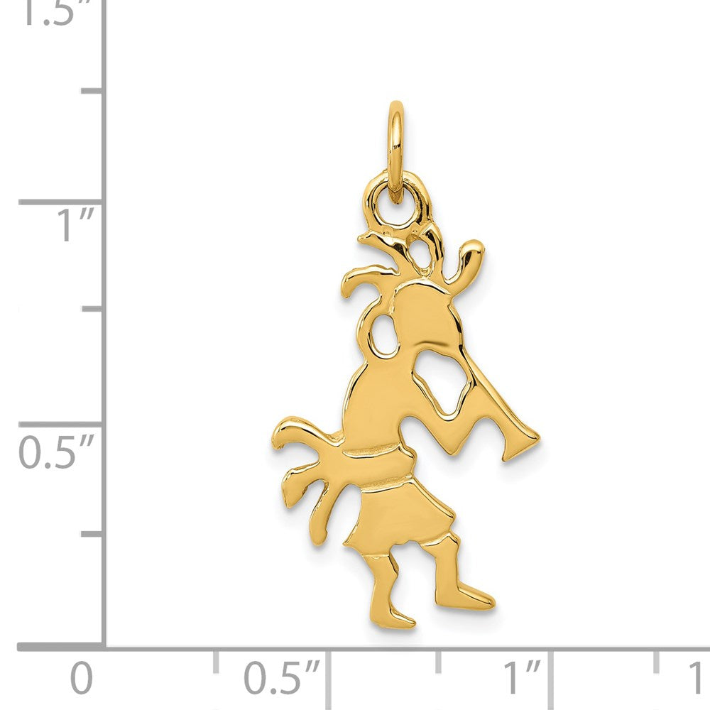 Alternate view of the 14k Yellow Gold 3D Kokopelli Charm by The Black Bow Jewelry Co.