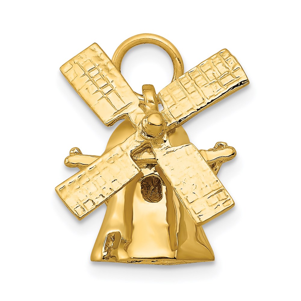 14k Yellow Gold 3D Moveable Windmill Charm, Item P9972 by The Black Bow Jewelry Co.