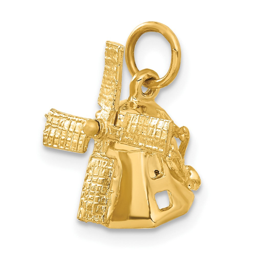 Alternate view of the 14k Yellow Gold 3D Moveable Windmill Charm by The Black Bow Jewelry Co.