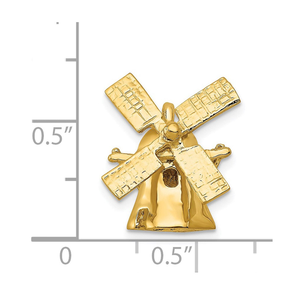 Alternate view of the 14k Yellow Gold 3D Moveable Windmill Charm by The Black Bow Jewelry Co.