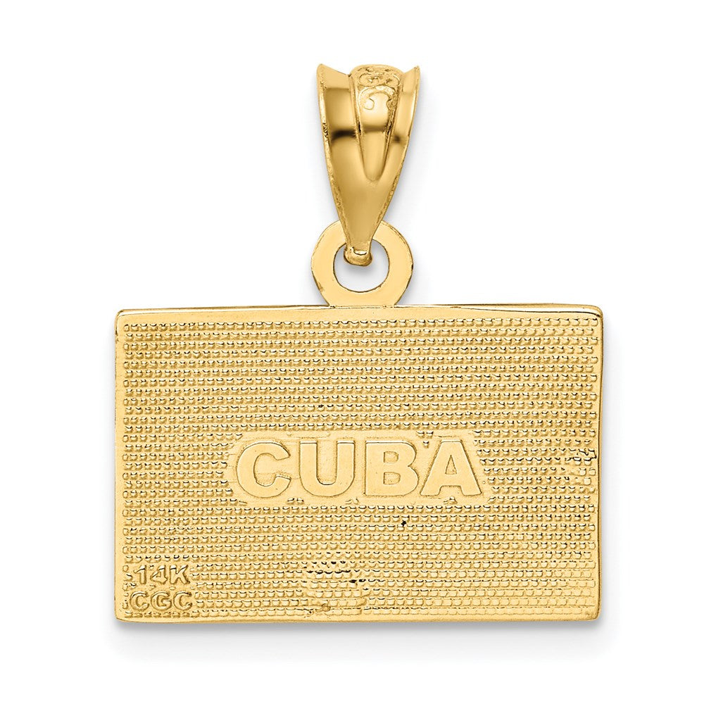 Alternate view of the 14k Yellow Gold Enameled Cuba Flag Pendant by The Black Bow Jewelry Co.