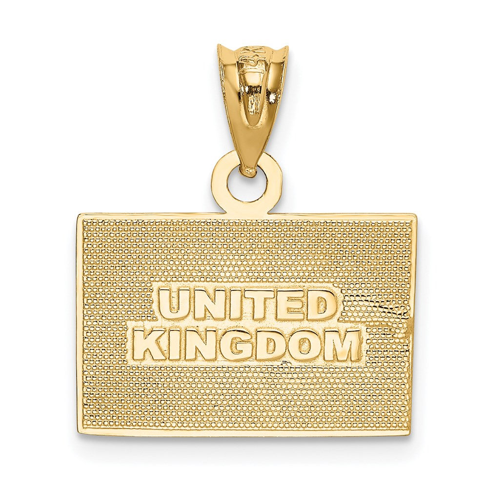 Alternate view of the 14k Yellow Gold, White Rhodium and Enamel United Kingdom Flag Pendant by The Black Bow Jewelry Co.