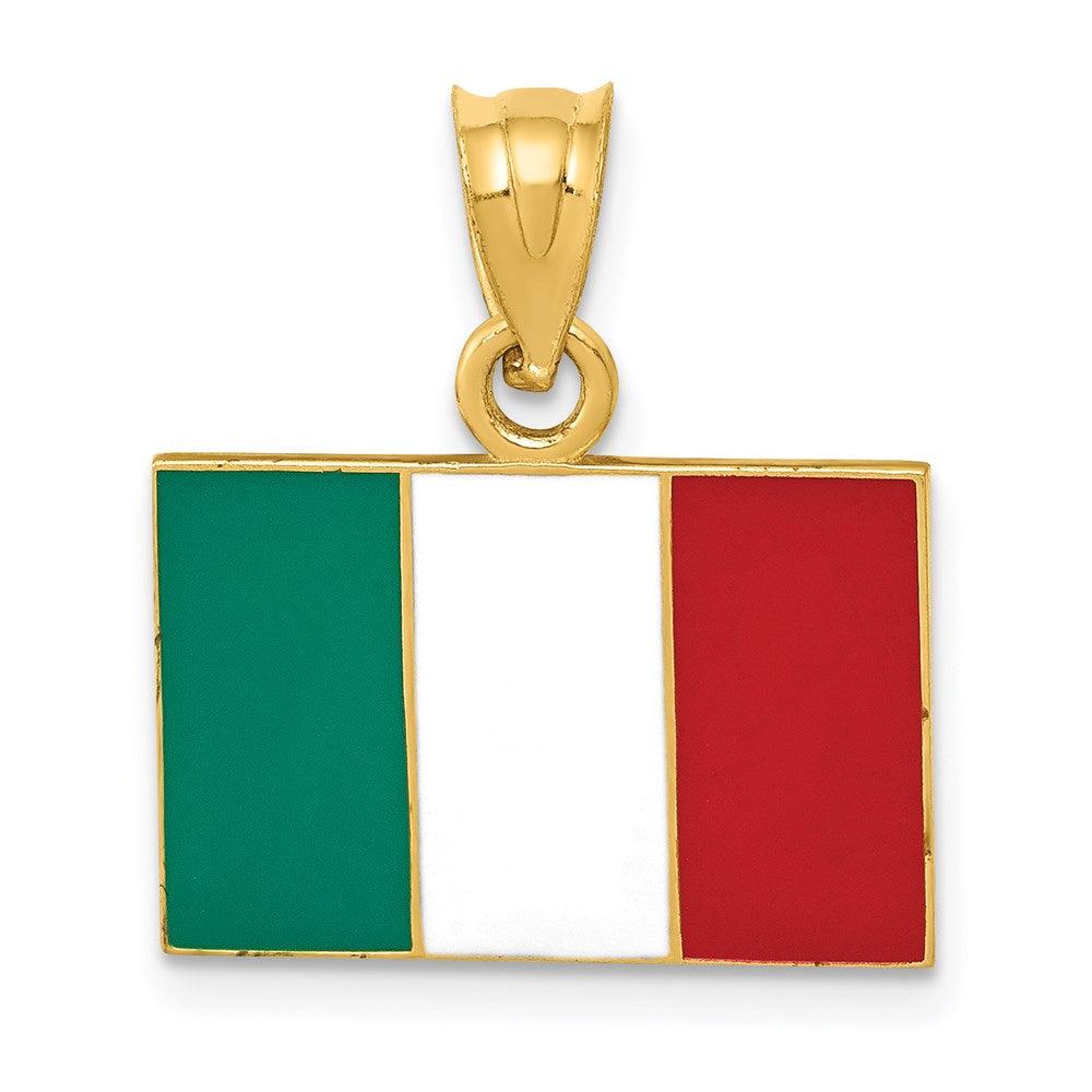 14k Yellow Gold Enameled Flag of Italy Pendant, Item P9977 by The Black Bow Jewelry Co.