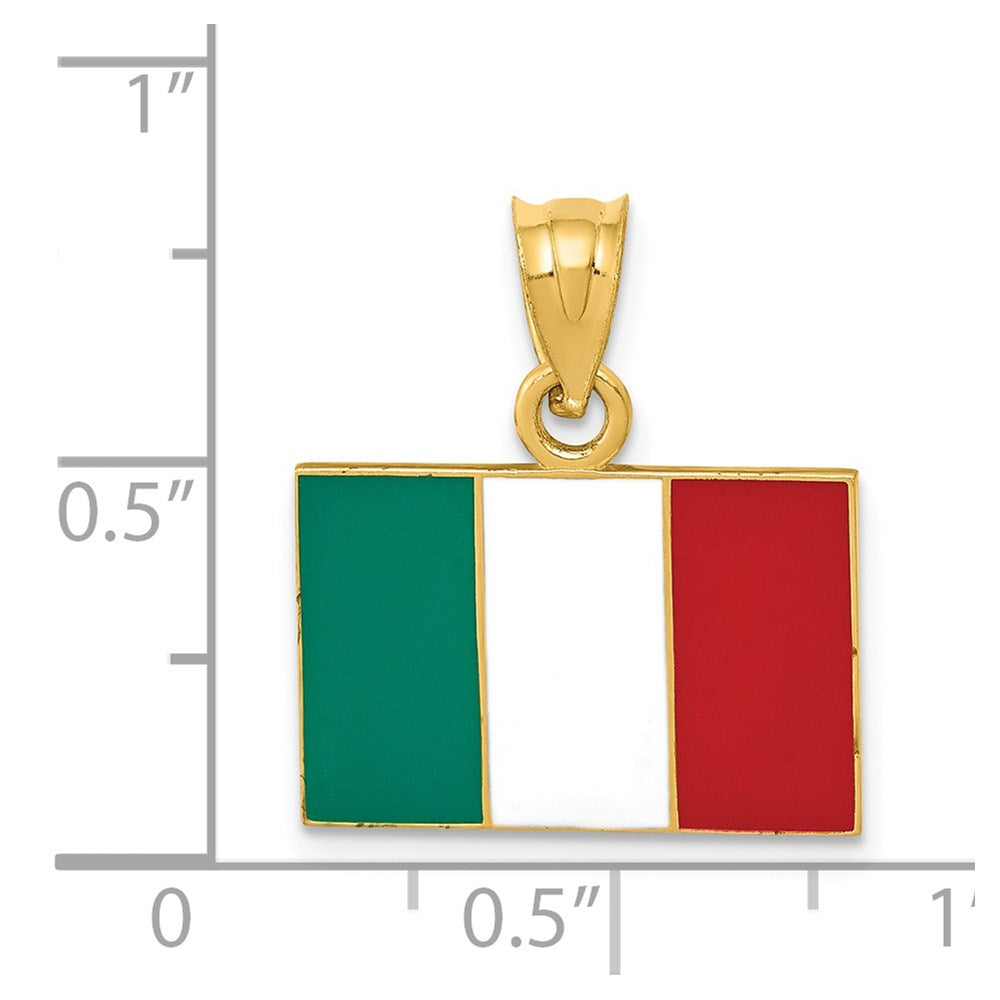 Alternate view of the 14k Yellow Gold Enameled Flag of Italy Pendant by The Black Bow Jewelry Co.