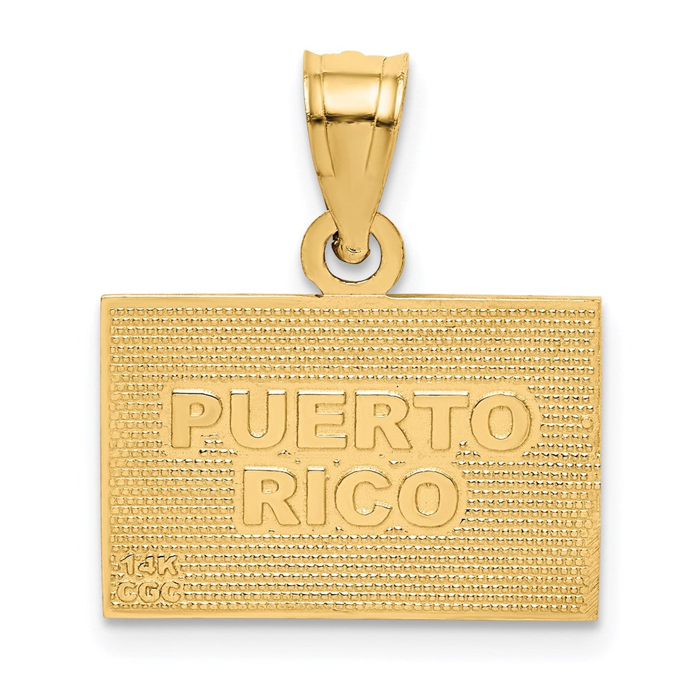 Alternate view of the 14k Yellow Gold Enameled Flag of Puerto Rico Pendant by The Black Bow Jewelry Co.