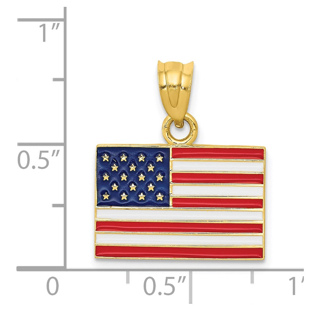 Alternate view of the 14k Yellow Gold Enameled United States Flag Pendant by The Black Bow Jewelry Co.