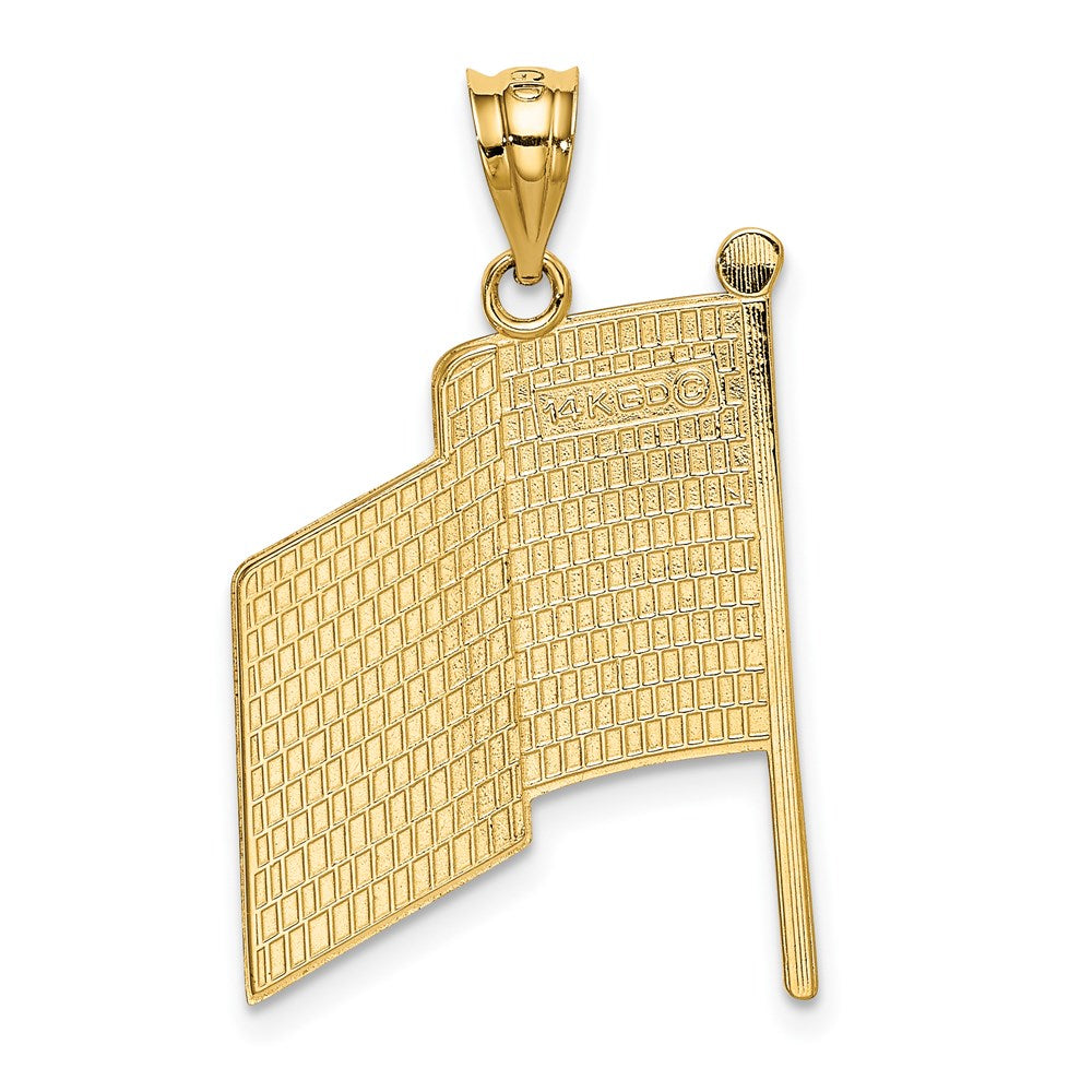 Alternate view of the 14k Yellow Gold Enameled Waving American Flag Pendant by The Black Bow Jewelry Co.