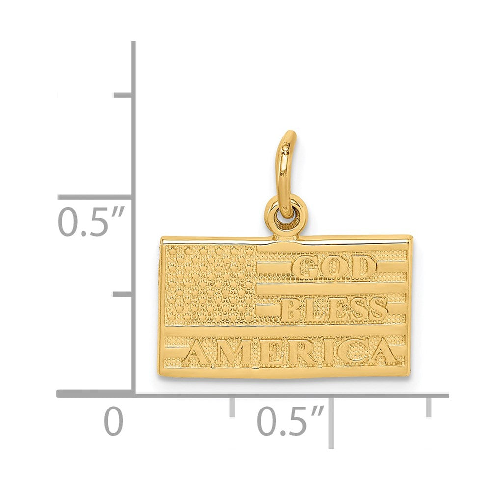 Alternate view of the 14k Yellow Gold God Bless America Flag Charm by The Black Bow Jewelry Co.