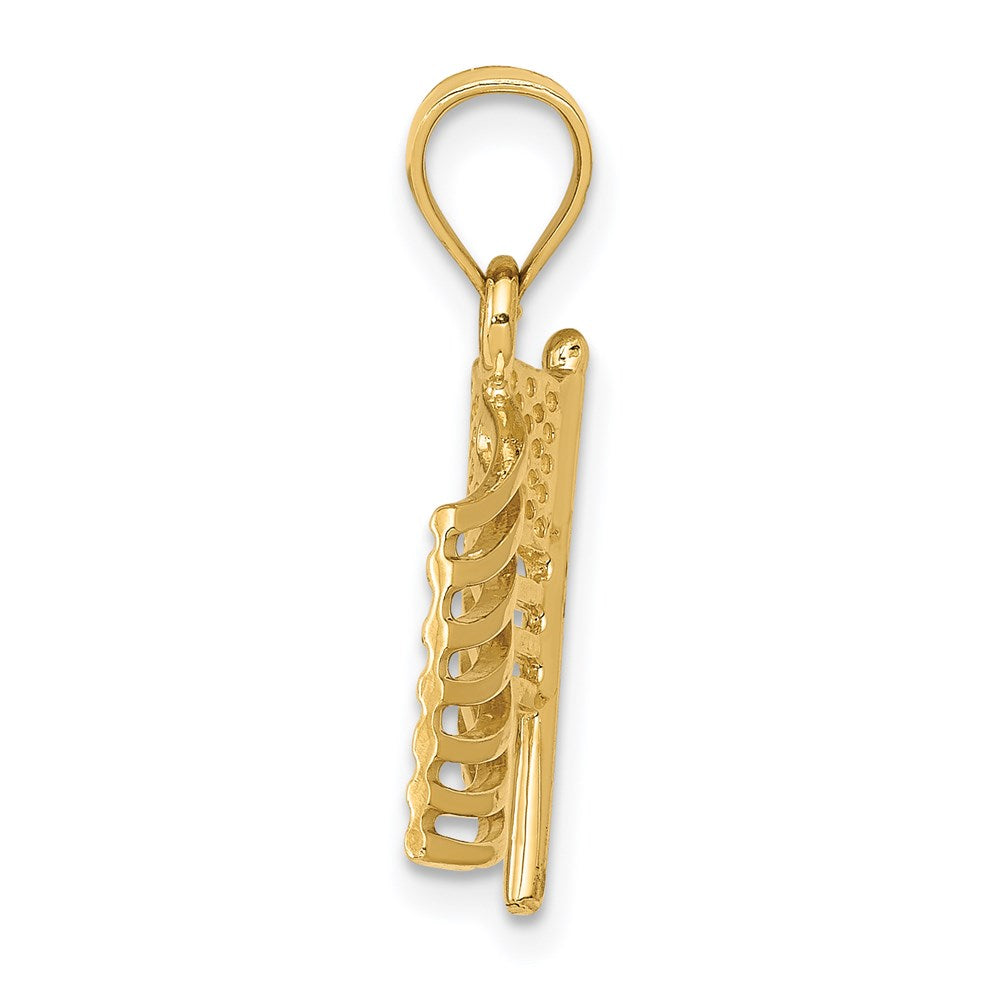 Alternate view of the 14k Yellow Gold Waving American Flag Pendant by The Black Bow Jewelry Co.
