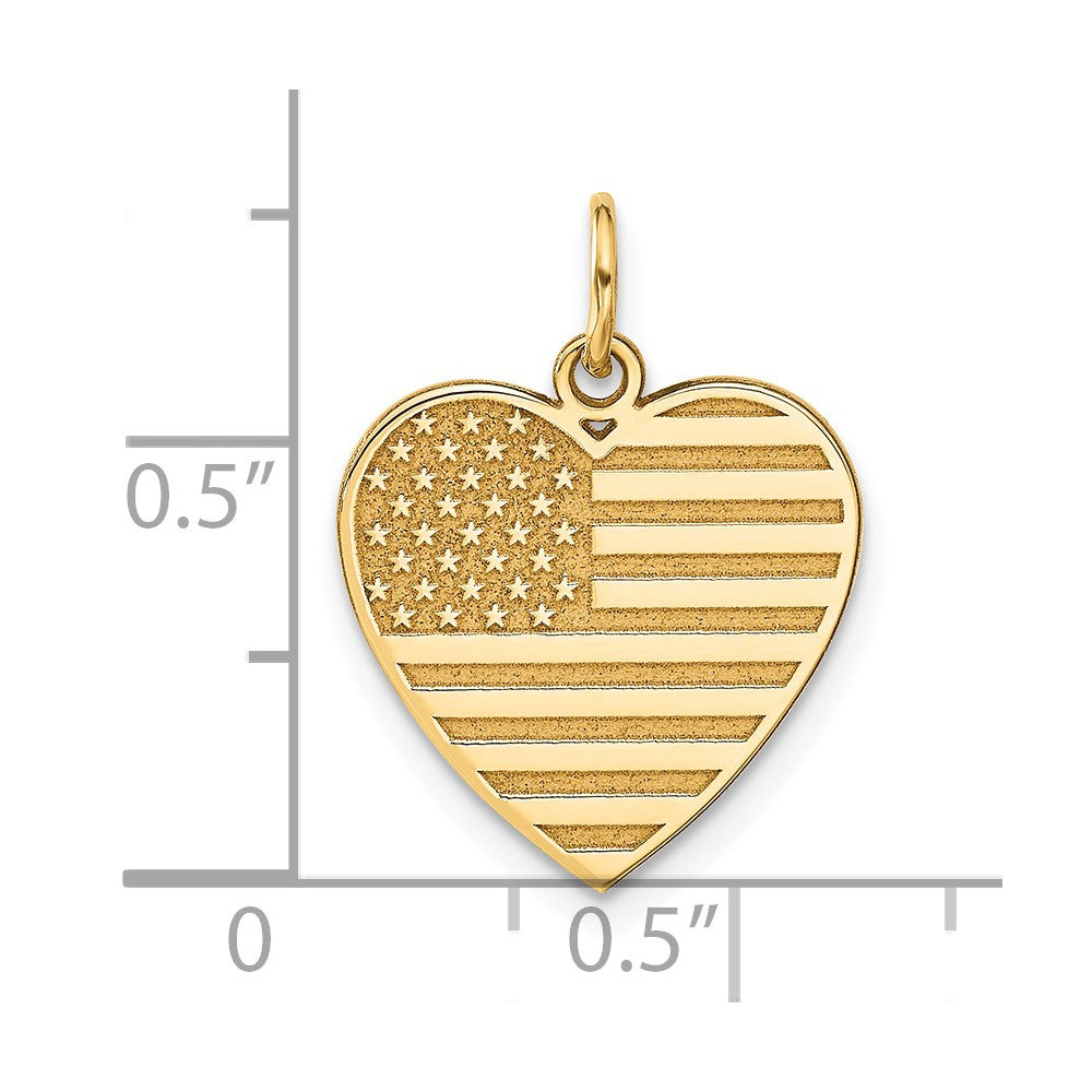Alternate view of the 14k Yellow Gold 16mm American Flag Heart Charm by The Black Bow Jewelry Co.