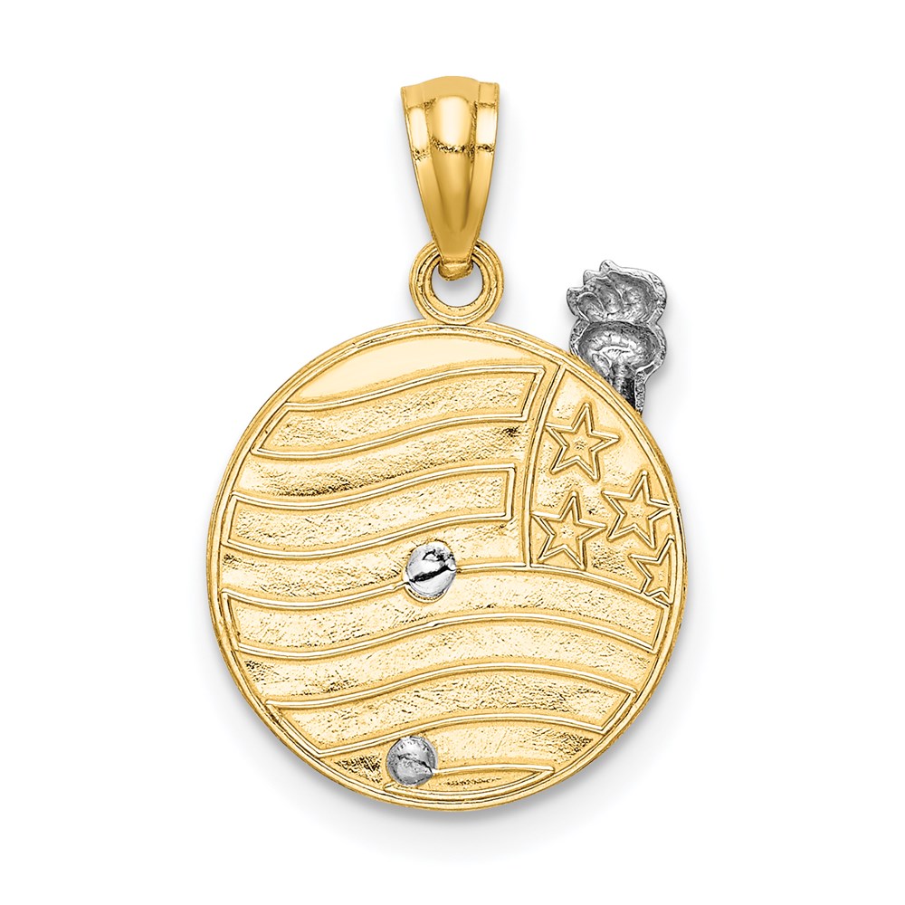 Alternate view of the 14k Two Tone Gold Lady Liberty American Flag Disc Pendant by The Black Bow Jewelry Co.