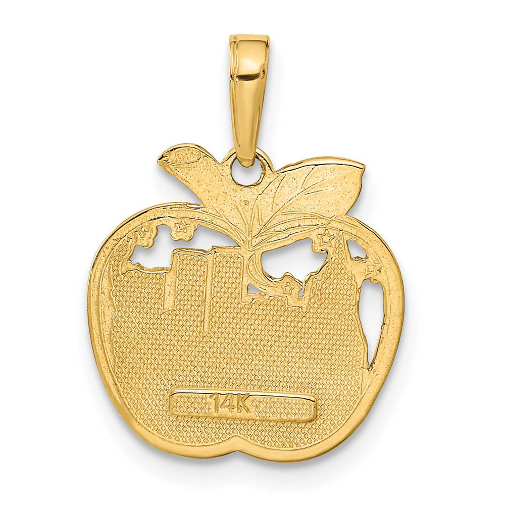 Alternate view of the 14k Yellow Gold New York City Skyline in Apple Pendant by The Black Bow Jewelry Co.