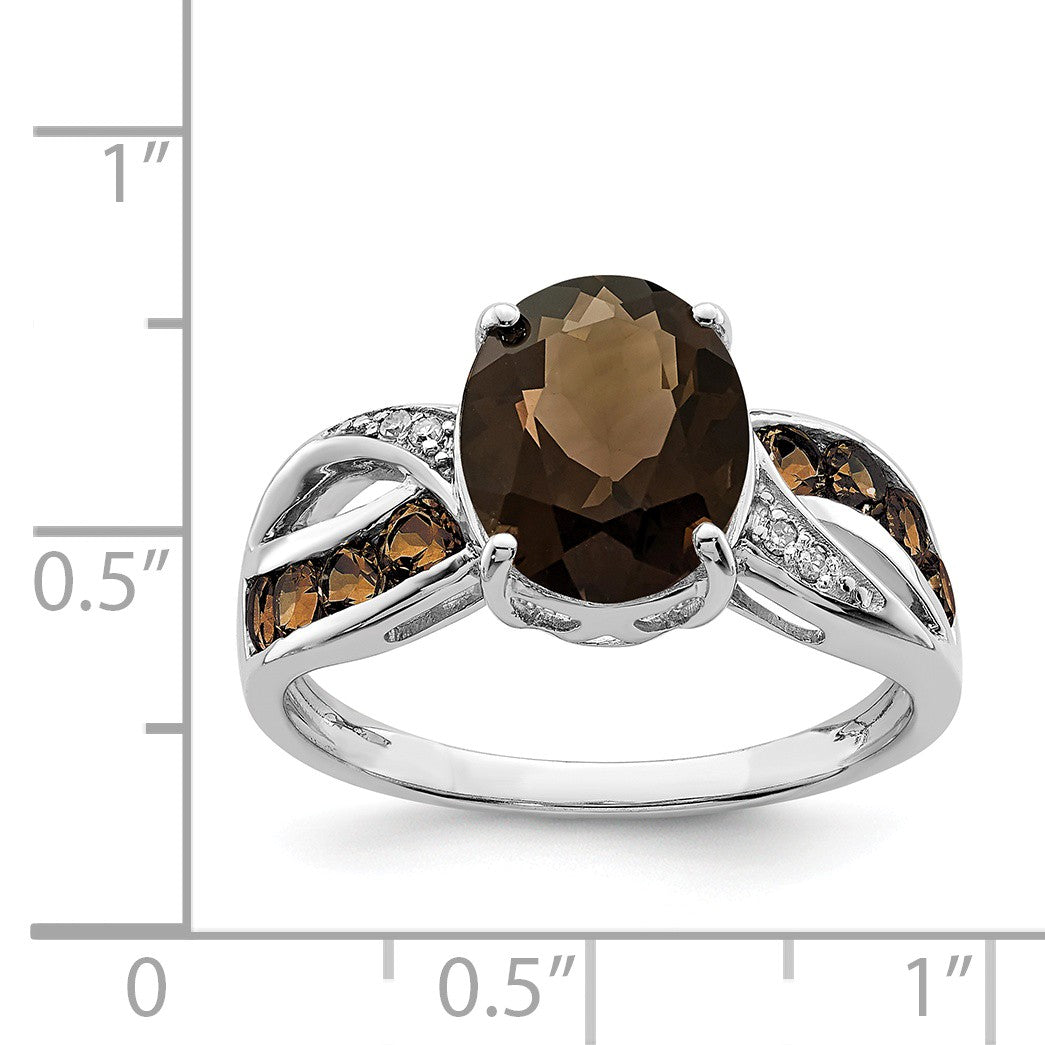 Alternate view of the Smoky Quartz & .02 Ctw Diamond Split Shank Sterling Silver Ring by The Black Bow Jewelry Co.