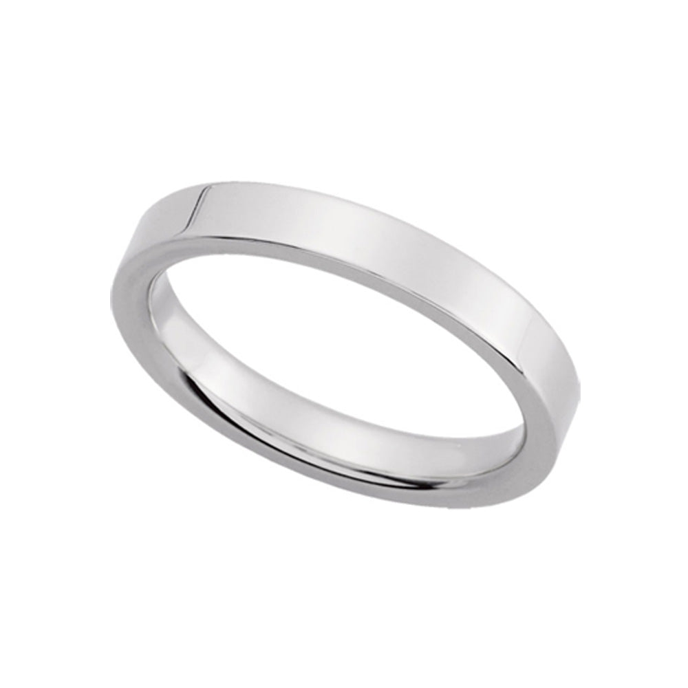 3mm Flat Comfort Fit Wedding Band in 14k White Gold, Item R10200 by The Black Bow Jewelry Co.