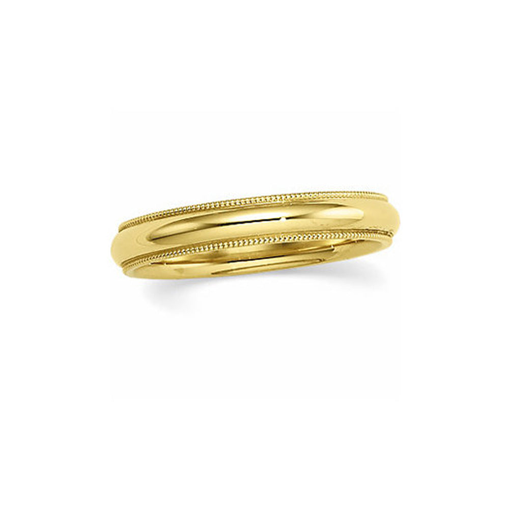 4mm Milgrain Edge Comfort Fit Domed Band in 14k Yellow Gold, Item R10260 by The Black Bow Jewelry Co.
