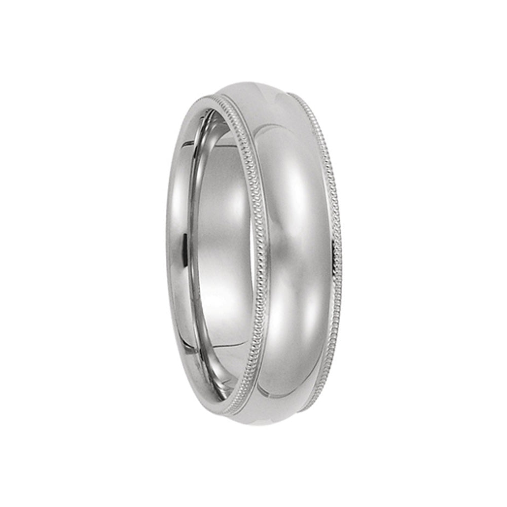 6mm Milgrain Edge Comfort Fit Domed Band in 14k White Gold - Size 5 ...