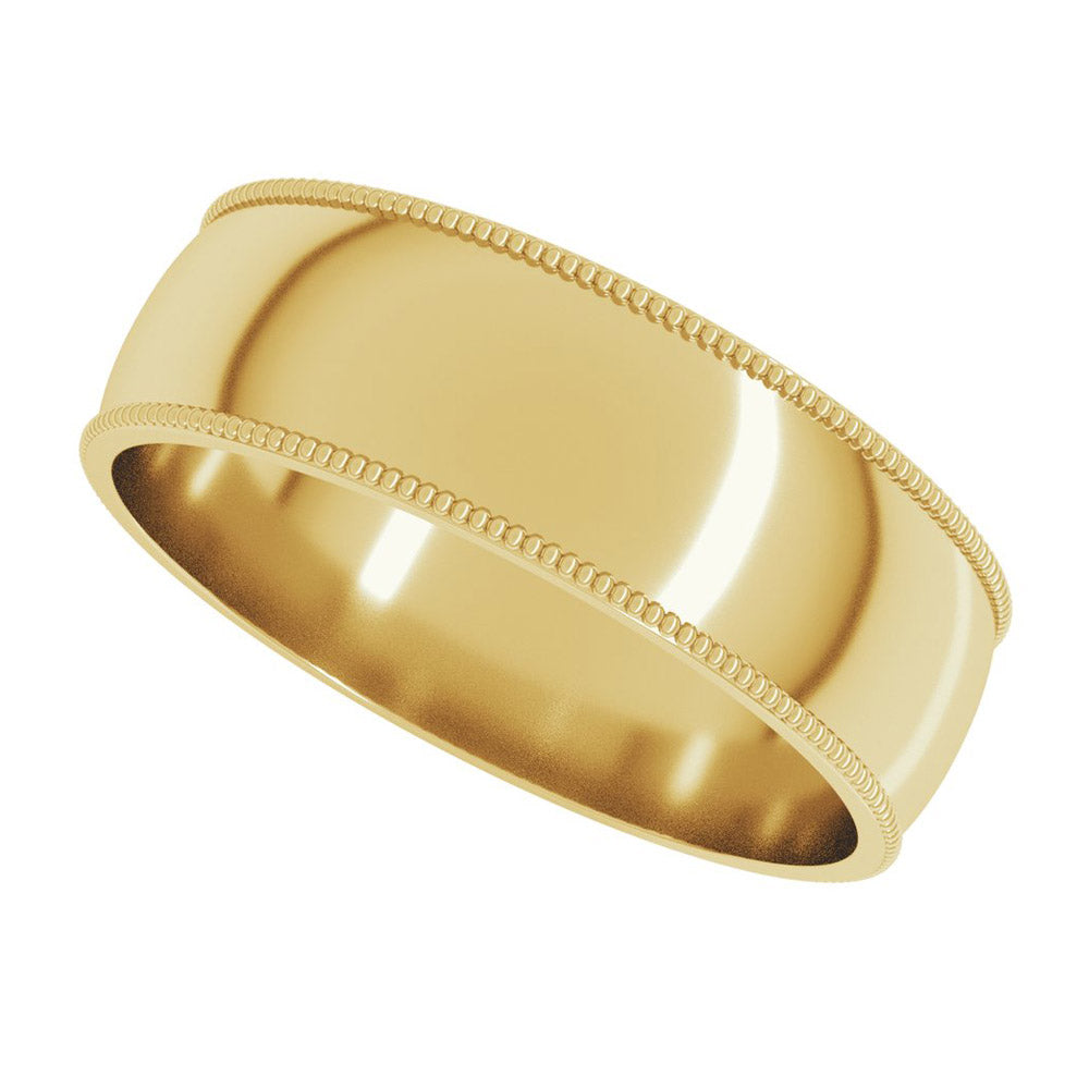 Alternate view of the 6mm Milgrain Edge Comfort Fit Domed Band in 14k Yellow Gold by The Black Bow Jewelry Co.