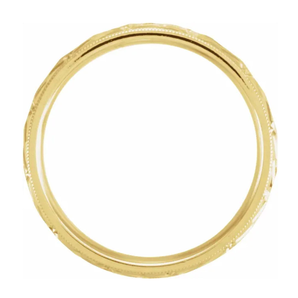 6mm Carved Designer Comfort Fit Band in 14k Yellow Gold