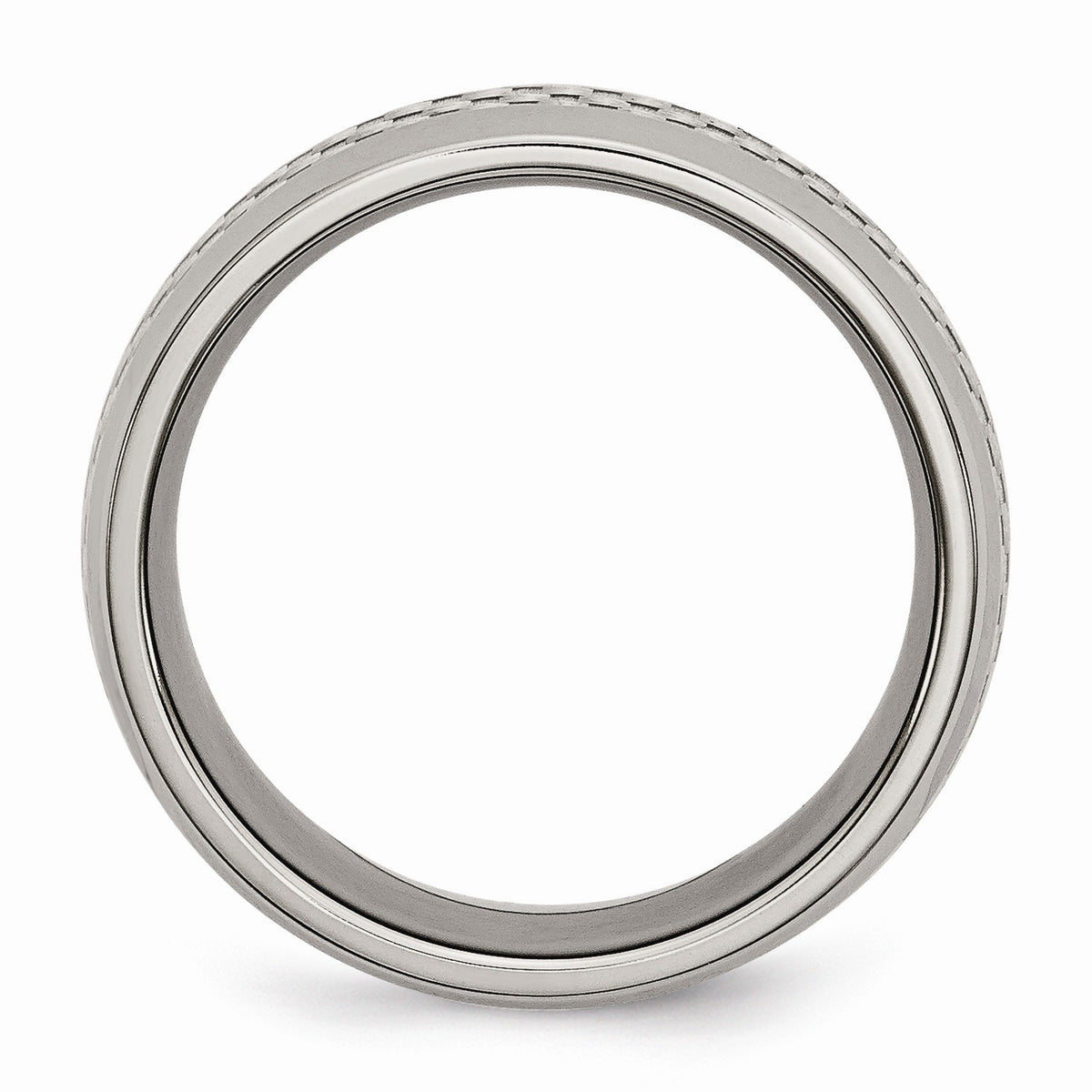 Alternate view of the 8mm Titanium and Gray Carbon Fiber Domed Comfort Fit Band by The Black Bow Jewelry Co.