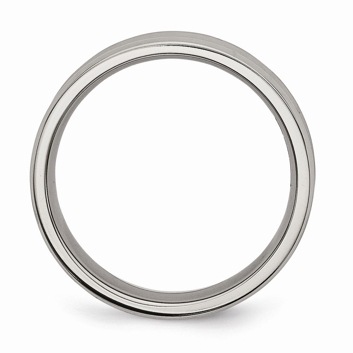 Alternate view of the Titanium 6mm Polished Concave and Beveled Edge Band by The Black Bow Jewelry Co.