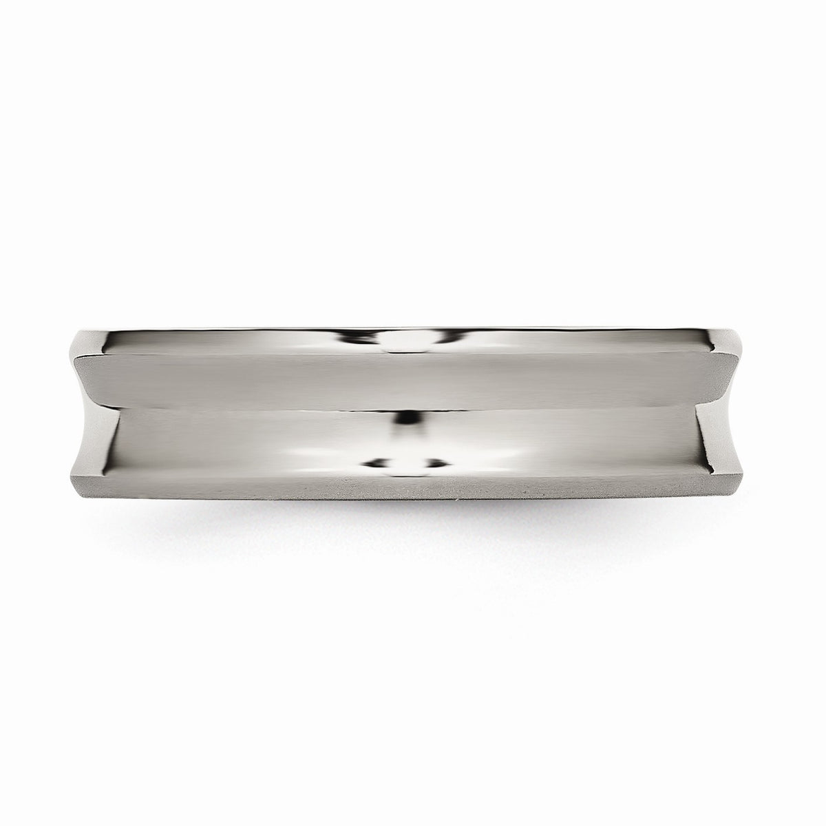Alternate view of the Titanium 6mm Polished Concave and Beveled Edge Band Size 6 by The Black Bow Jewelry Co.