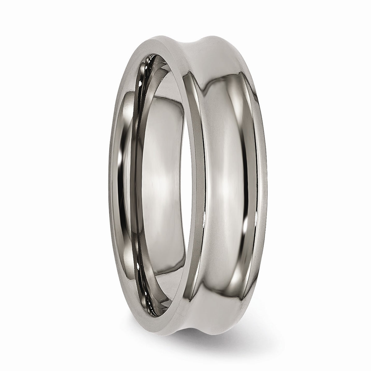 Alternate view of the Titanium 6mm Polished Concave and Beveled Edge Band Size 6 by The Black Bow Jewelry Co.