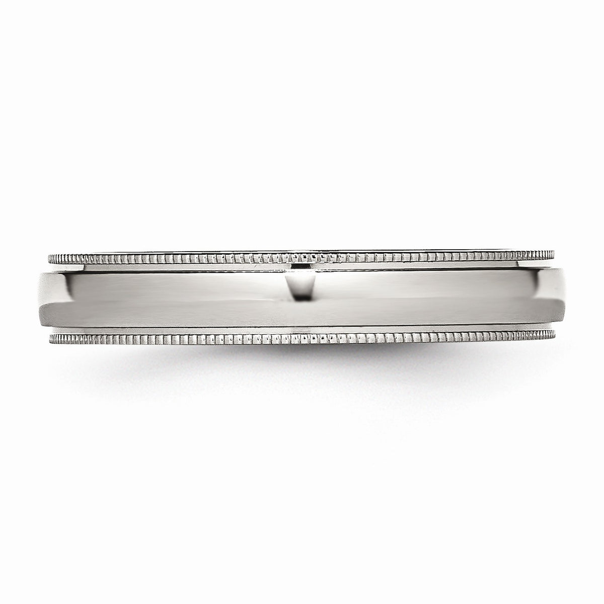 Alternate view of the Stainless Steel Beaded Edge 4mm Polished Comfort Fit Band by The Black Bow Jewelry Co.