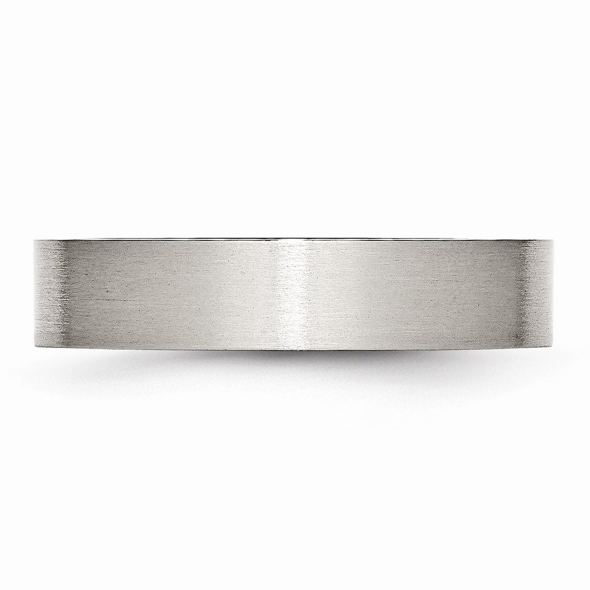 Alternate view of the 5mm Brushed Stainless Steel Flat Comfort Fit Wedding Band Size 6 by The Black Bow Jewelry Co.