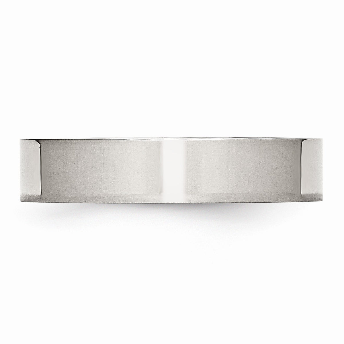 Alternate view of the 5mm Polished Stainless Steel Flat Comfort Fit Wedding Band Size 6 by The Black Bow Jewelry Co.