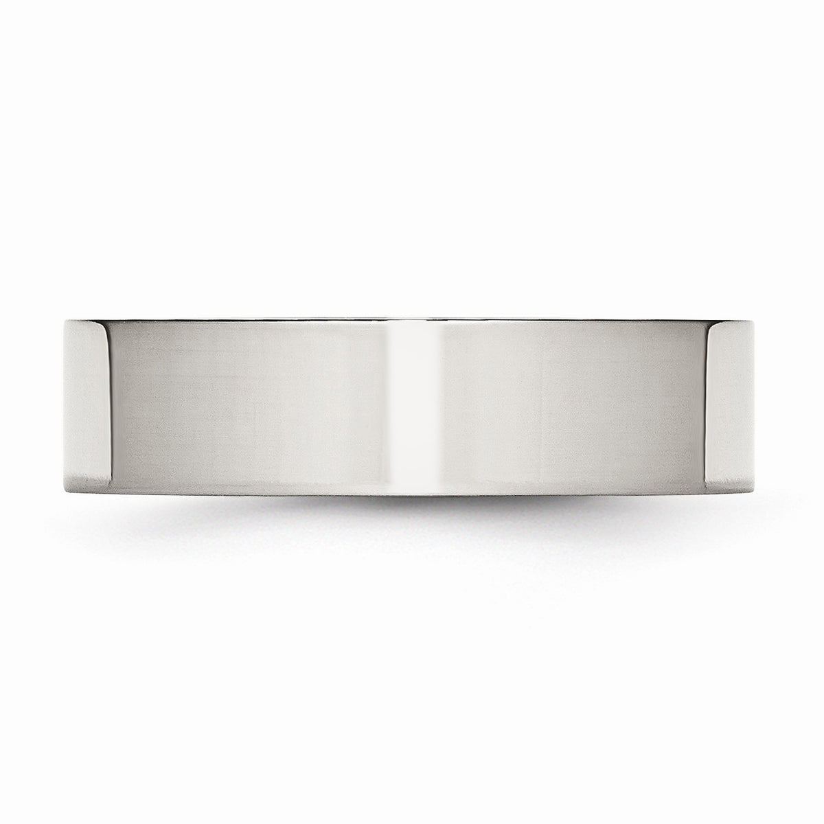 Alternate view of the 6mm Polished Stainless Steel Flat Comfort Fit Wedding Band by The Black Bow Jewelry Co.