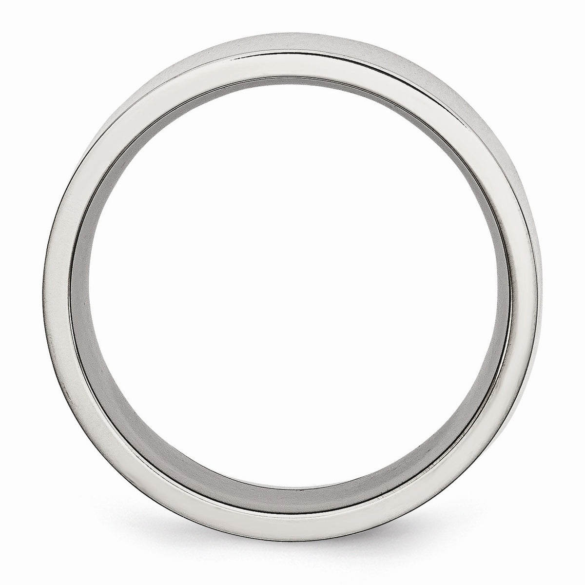 Alternate view of the 8mm Polished Stainless Steel Flat Comfort Fit Wedding Band by The Black Bow Jewelry Co.