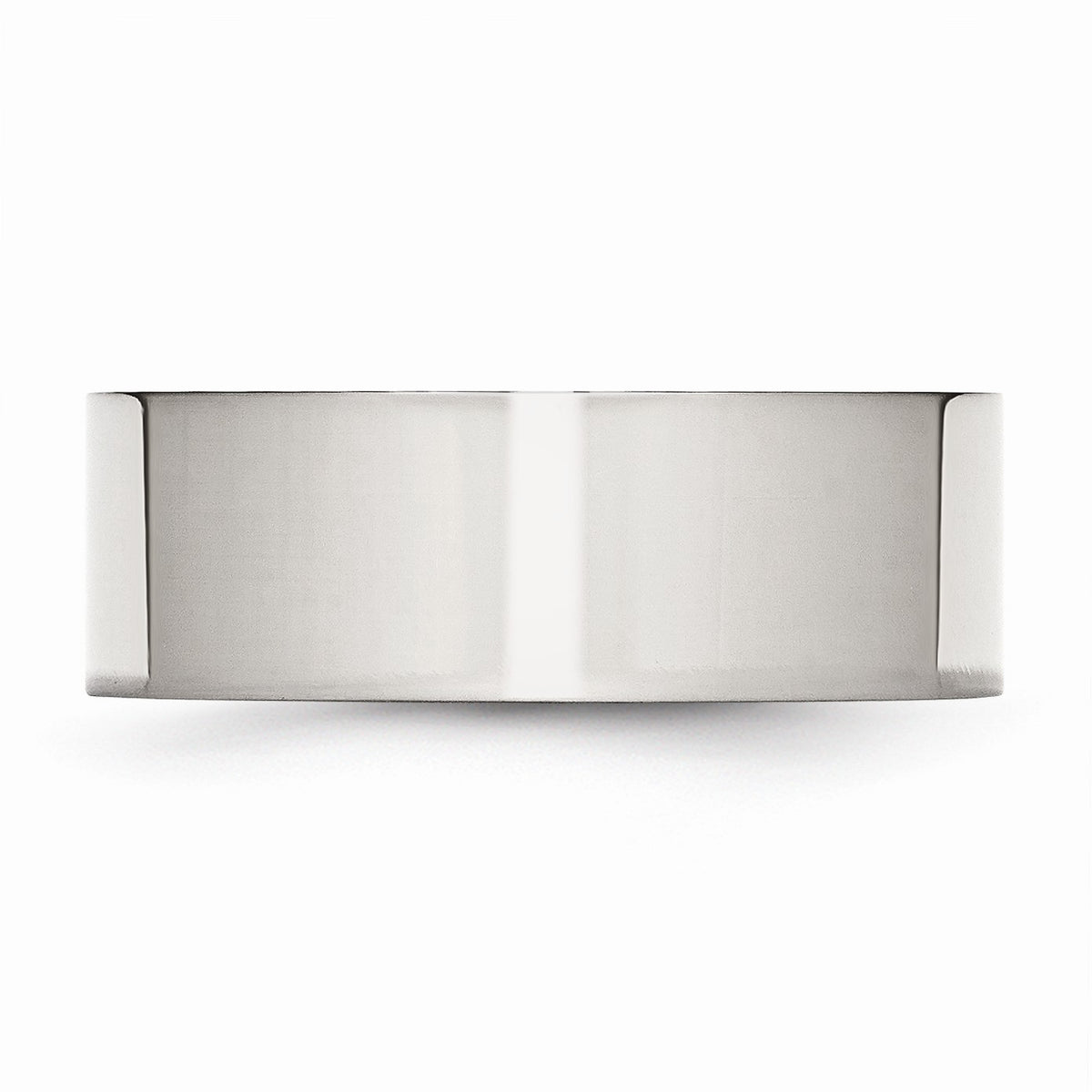 Alternate view of the 8mm Polished Stainless Steel Flat Comfort Fit Wedding Band by The Black Bow Jewelry Co.