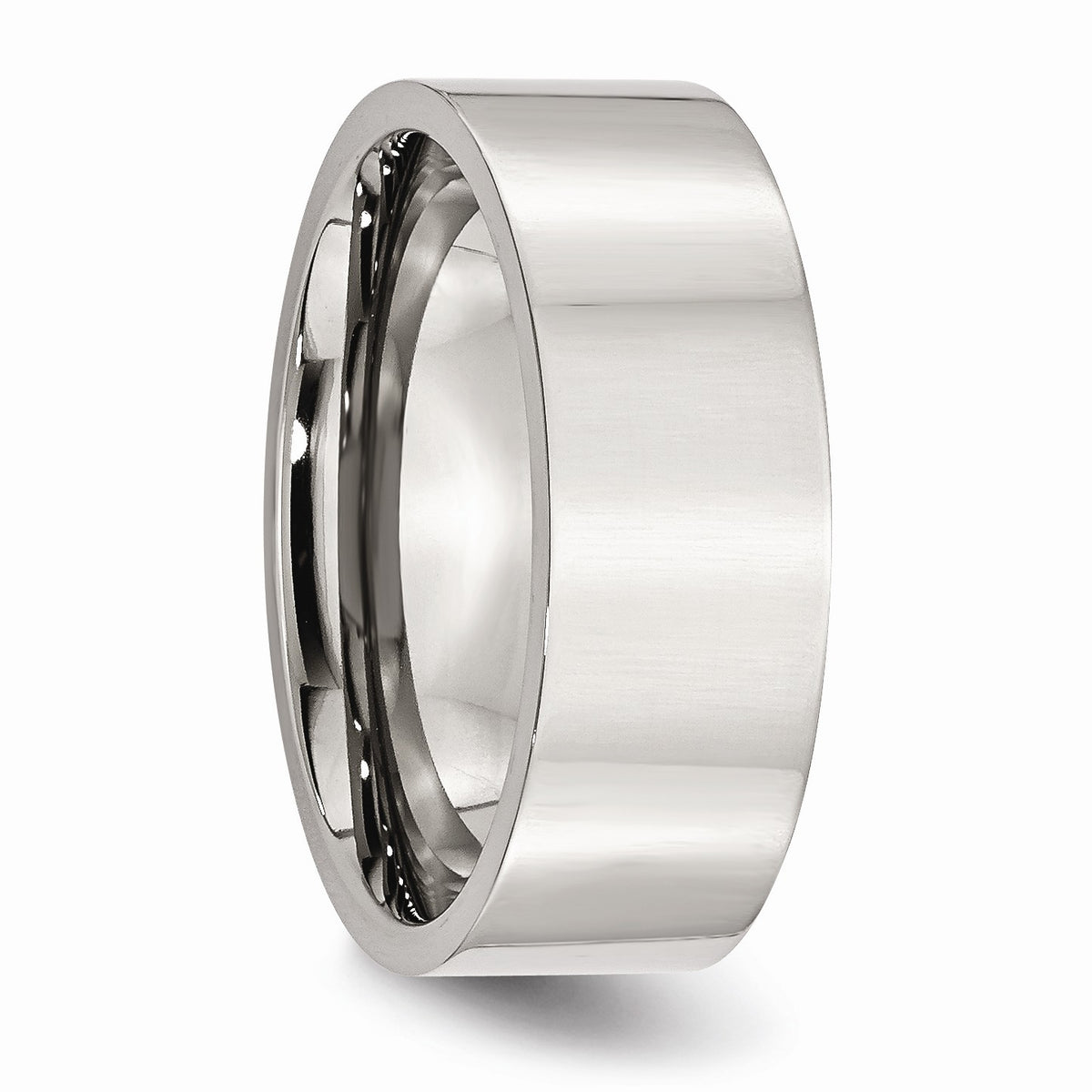 Alternate view of the 8mm Polished Stainless Steel Flat Comfort Fit Wedding Band Size 6 by The Black Bow Jewelry Co.