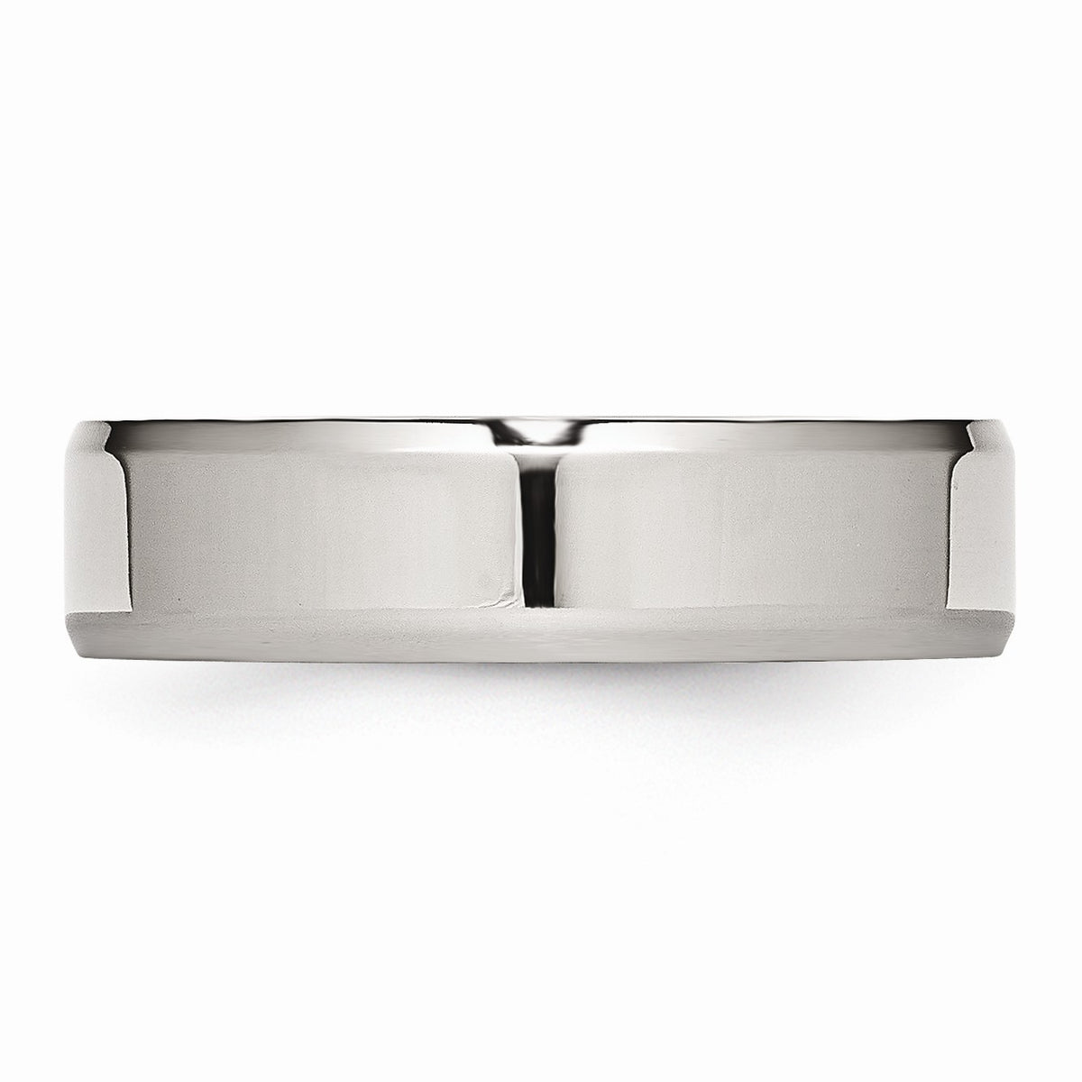 Alternate view of the 6mm Polished Beveled Edge Comfort Fit Stainless Steel Band Size 6 by The Black Bow Jewelry Co.