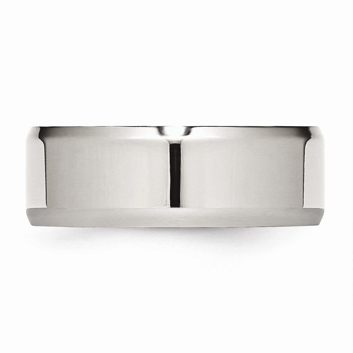 Alternate view of the 8mm Polished Beveled Edge Comfort Fit Stainless Steel Band by The Black Bow Jewelry Co.