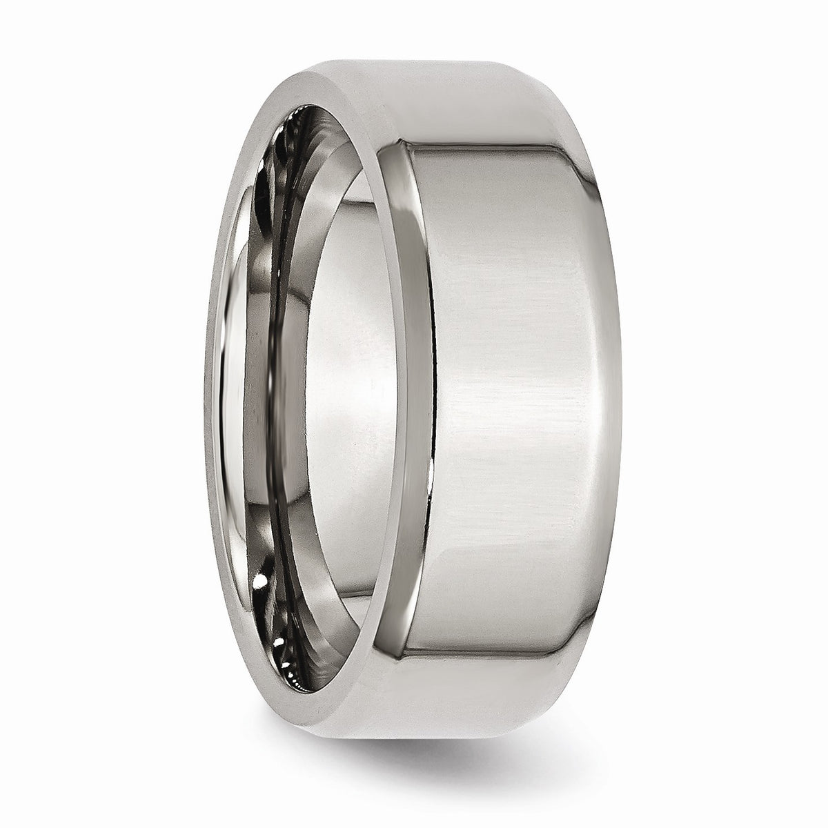 Alternate view of the 8mm Polished Beveled Edge Comfort Fit Stainless Steel Band Size 6 by The Black Bow Jewelry Co.