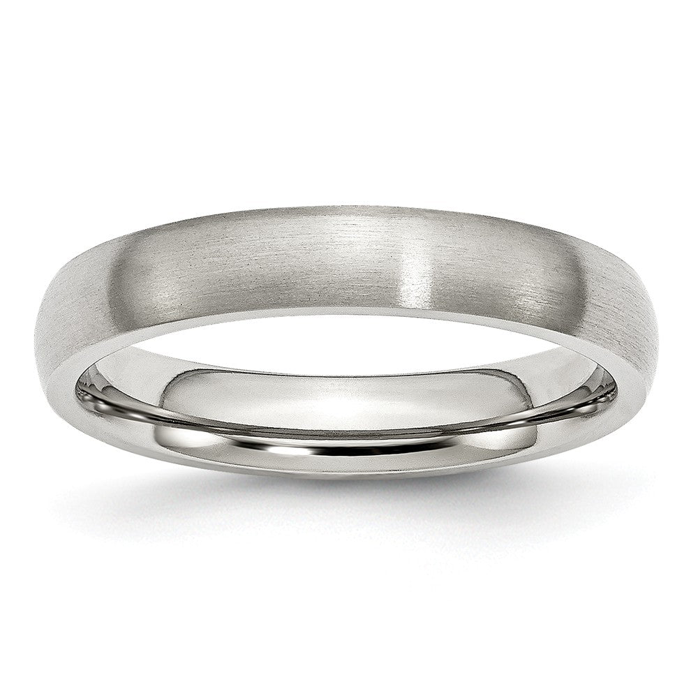 4mm Brushed Domed Comfort Fit Band in Stainless Steel, Item R10405 by The Black Bow Jewelry Co.