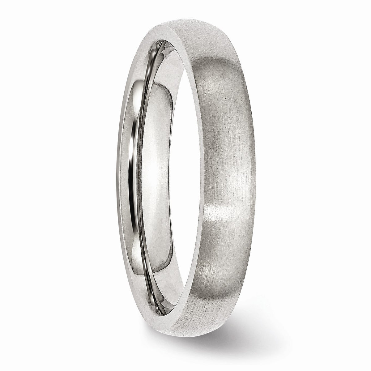 Alternate view of the 4mm Brushed Domed Comfort Fit Band in Stainless Steel Size 6 by The Black Bow Jewelry Co.