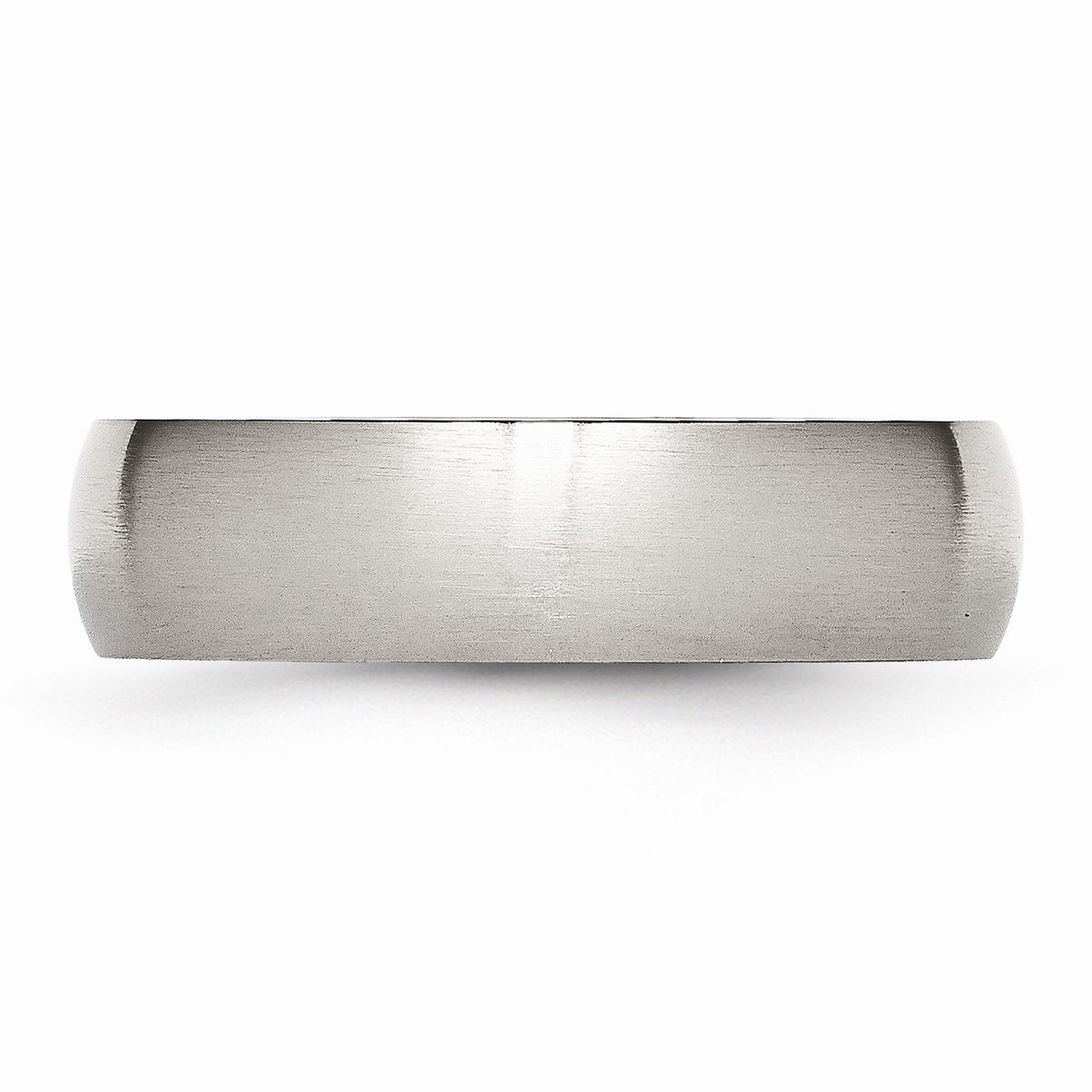 Alternate view of the 6mm Brushed Domed Comfort Fit Band in Stainless Steel by The Black Bow Jewelry Co.