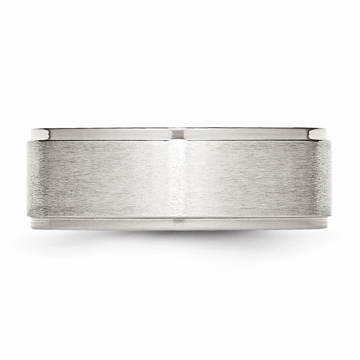 Alternate view of the 8mm Stainless Steel Ridged Edge Dual Finished Comfort Fit Band Sz 6 by The Black Bow Jewelry Co.