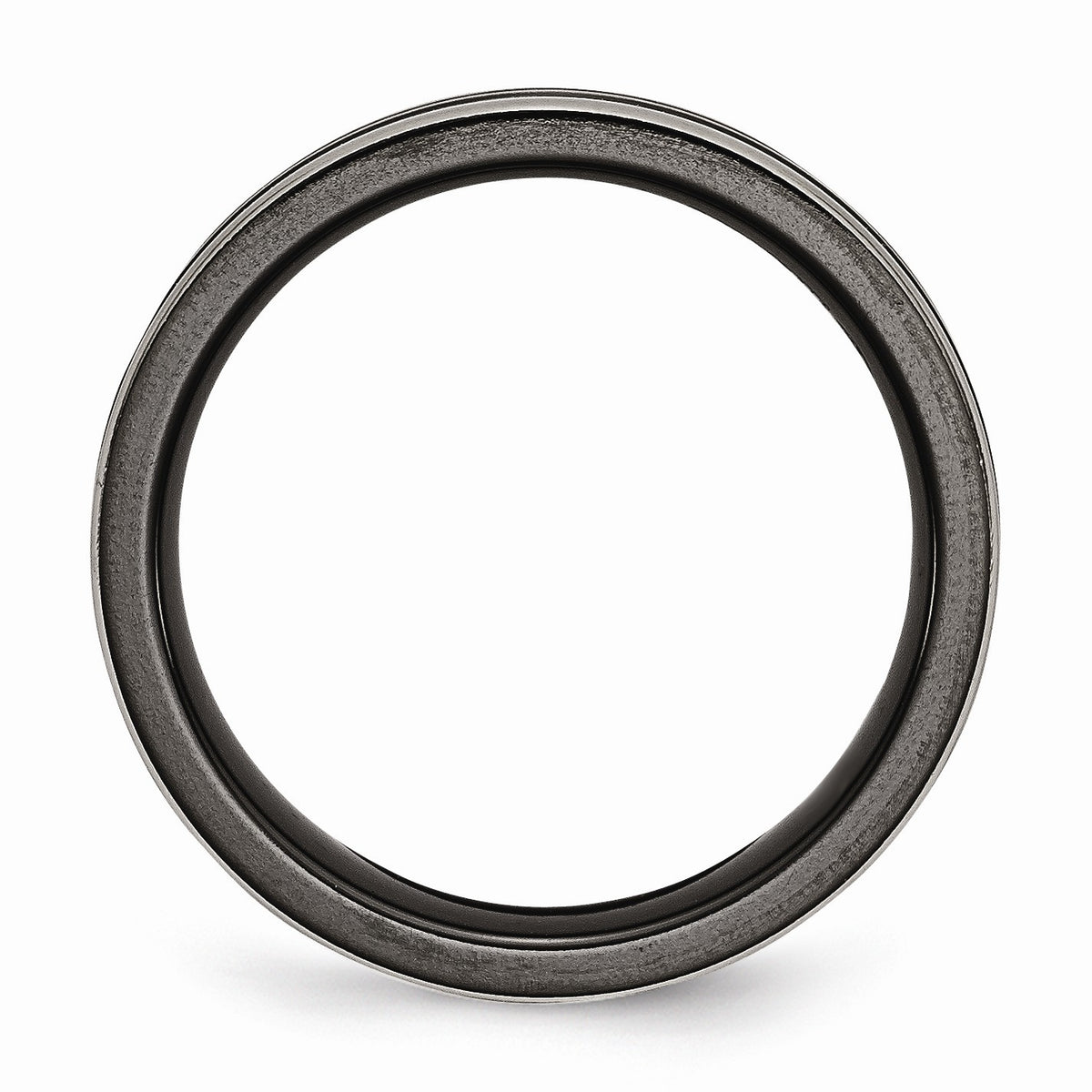 Alternate view of the 6mm Grooved and Polished Flat Band in Two-Tone Titanium by The Black Bow Jewelry Co.