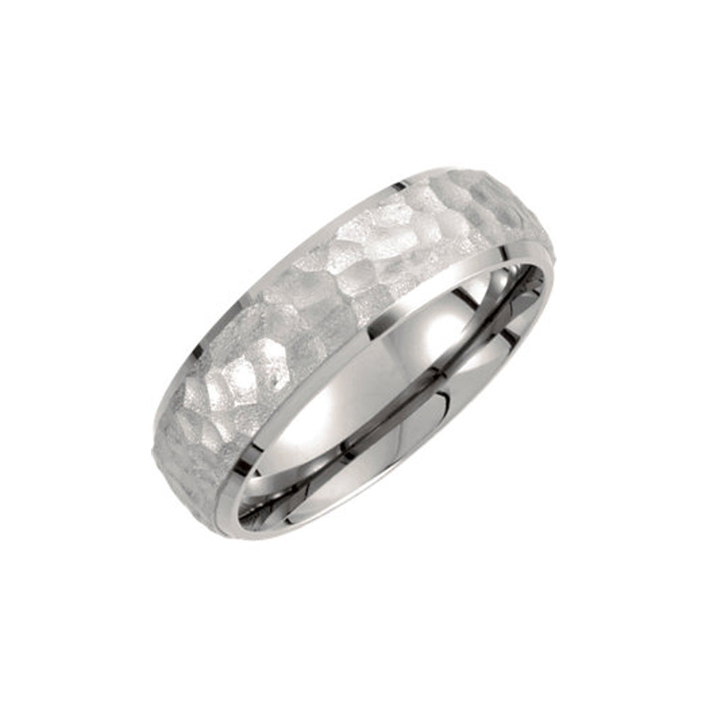 7mm Titanium Hammered Domed Comfort Fit Band, Item R10424 by The Black Bow Jewelry Co.