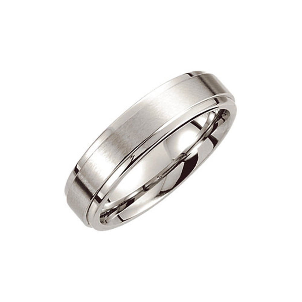 6mm Dura Cobalt Satin Finish Ridged Edge Comfort Fit Band, Item R10447 by The Black Bow Jewelry Co.